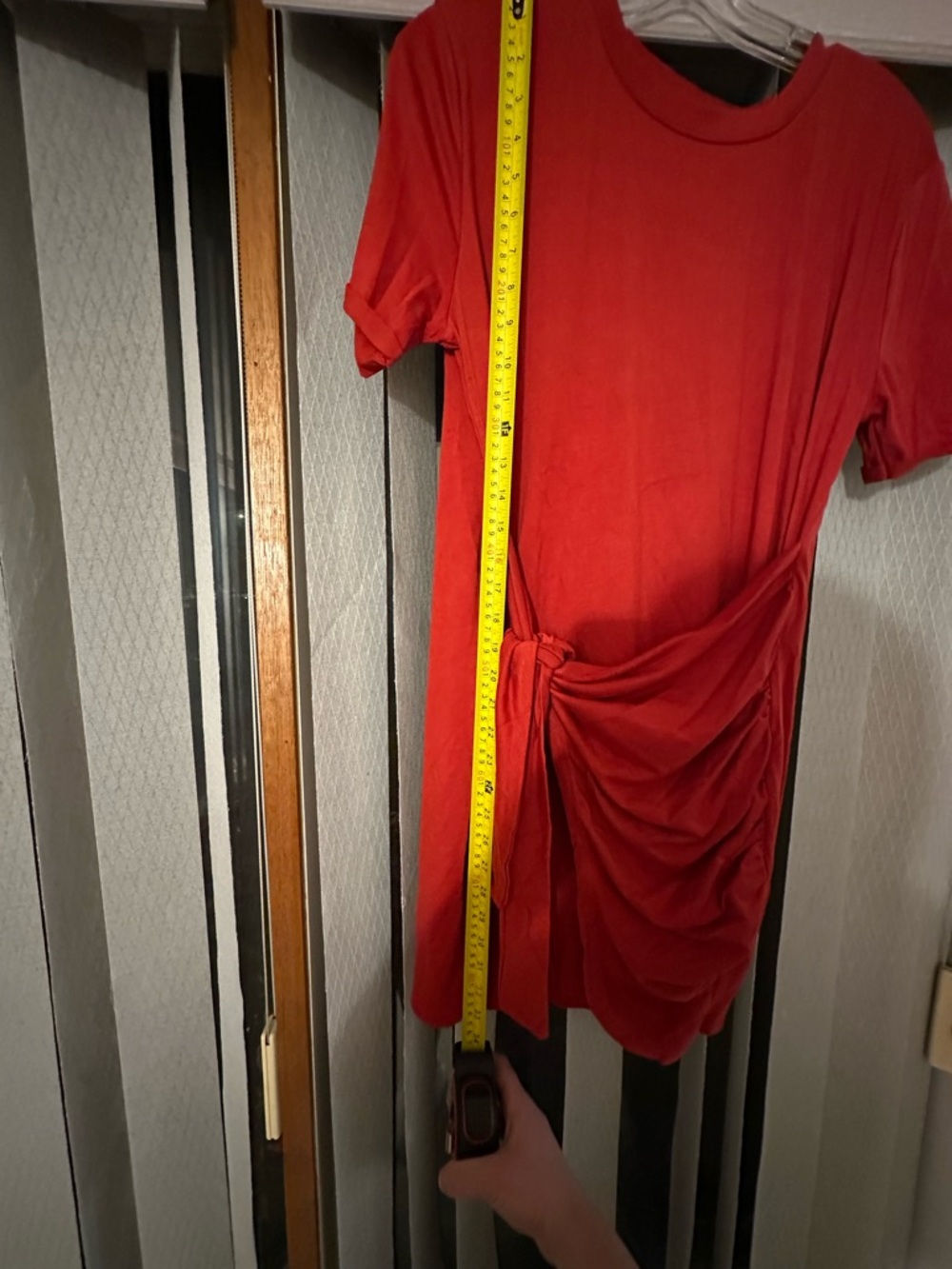 ❤️ Red Ruched Mini Dress – Side Tie Detail | Size XL (Runs Short) - Picture 7 of 10